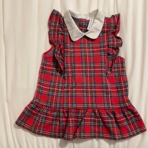 Janie and Jack Plaid Tank with Ruffle Sleeve and Peter Pan neck